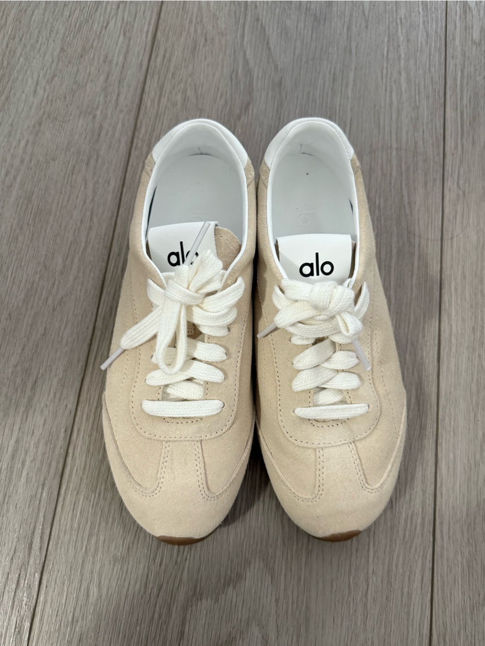 ALO Yoga Sunset Sneakers - Sandstone Color / Cream Suede Low-Profile Sneakers